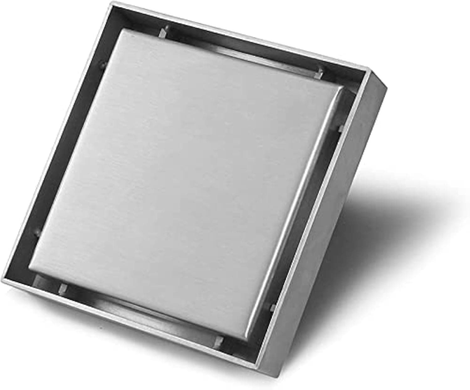 Shower Floor Drain with Tile Insert Grate Cover, 15CM Square Invisible Shower Drain for Bathroom, 2-in-1 Panels Floor Center Drain, Stainless Steel Brushed Nickel