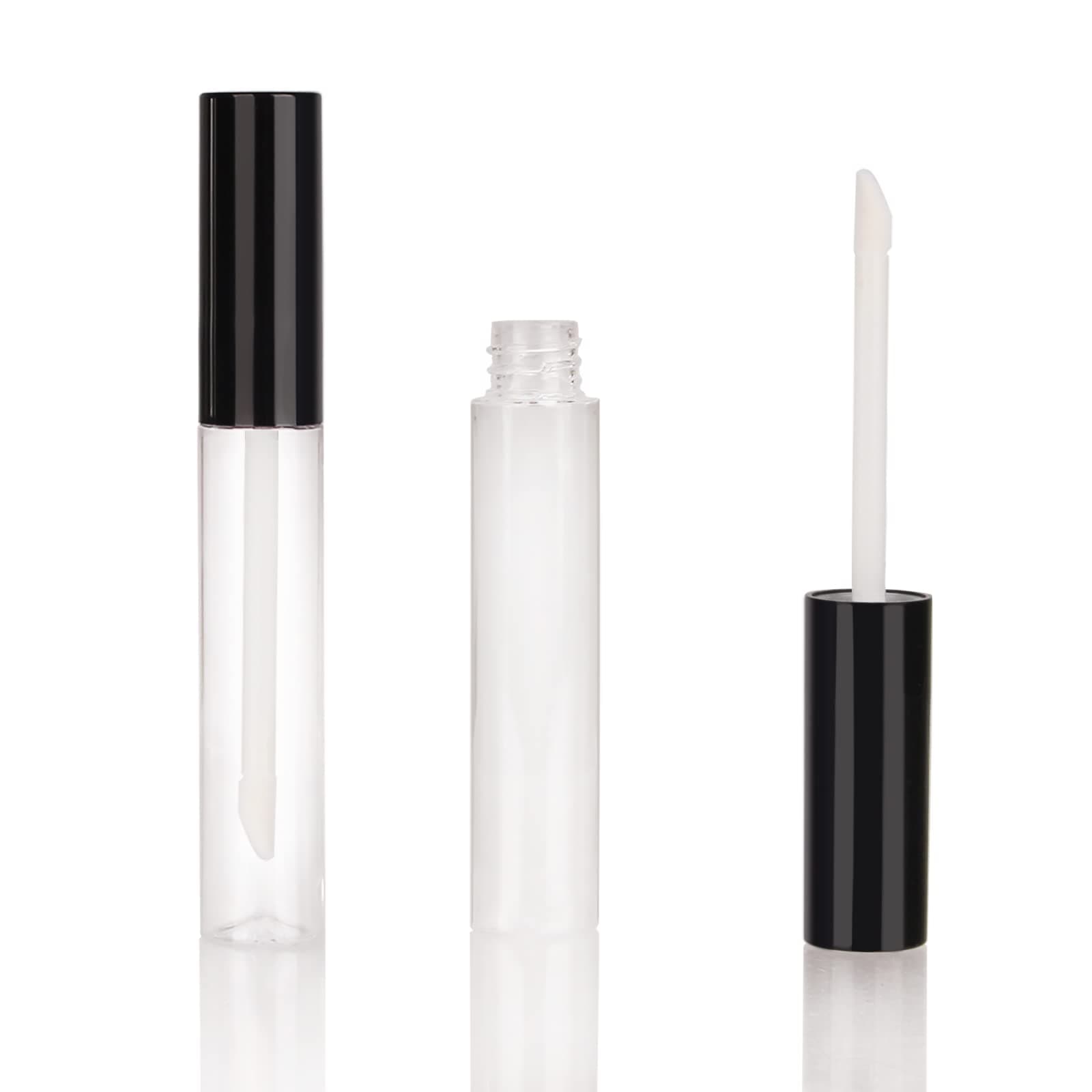 COSIDEA50 PCS Round Black Empty DIY Lip Gloss Tubes, 10ml Lipgloss Containers, cheap lip tube (Black 50 pcs)