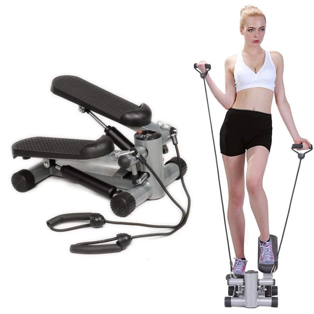Kixre Mini Stepper, Stair Steppers with Adjustable Resistance Bands Portable Air Climber Hydraulic Cardio Fitness Step Machine with LCD Monitor for Home Gym Office Workout Exercise Equipment