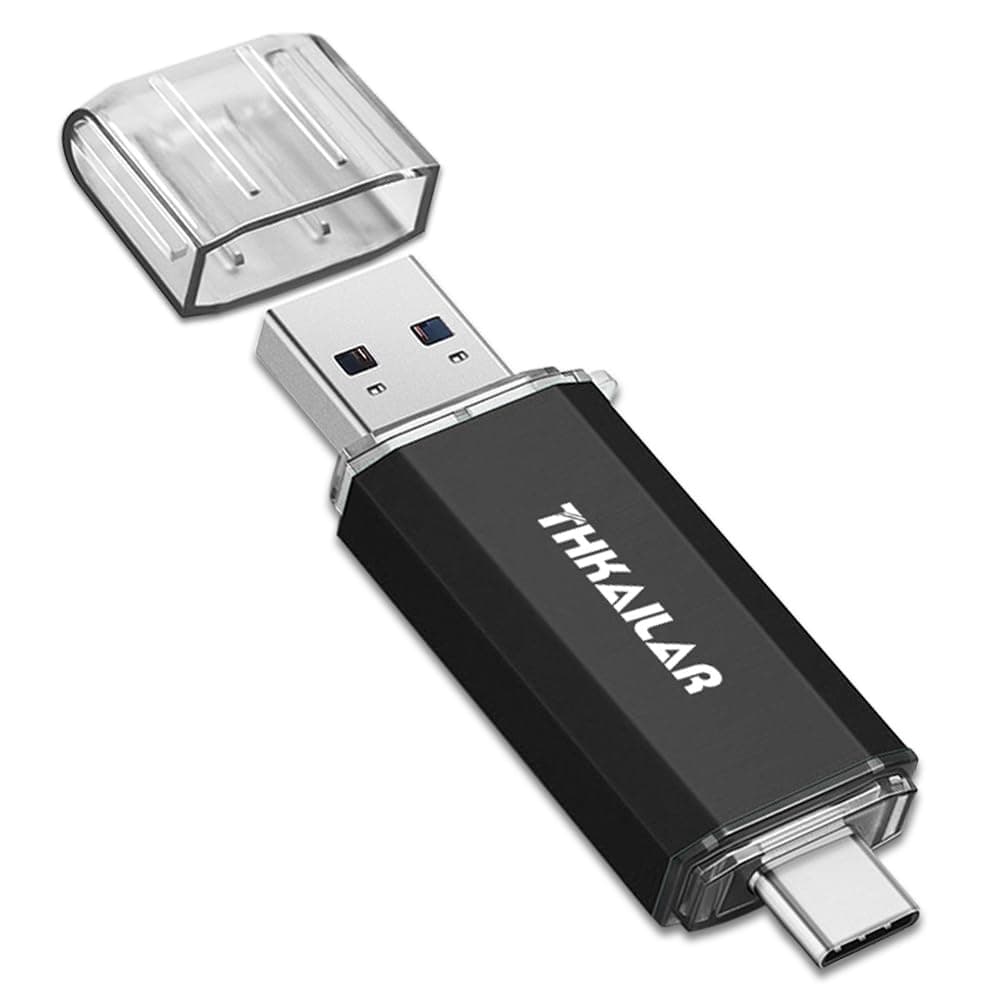 Thkailar USB C Thumb Drive 128GB OTG USB 3.1 Flash Drive Dual for Business Traveler Compatible with Android Phone/PC/Mac Pro External Storage Data(Black)