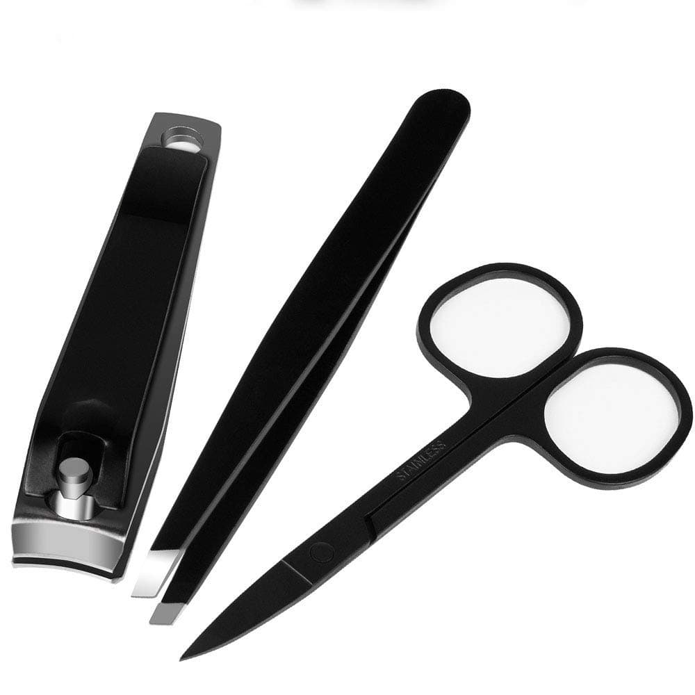 3Pcs Nail Clippers Set, Stainless Steel Fingernail and Toenail Clipper Cutters, Professional Nail Clippers Cutter for Men,Women,Kids. Slanted Tip Tweezers, Eyebrow Scissors, Nail Cutter