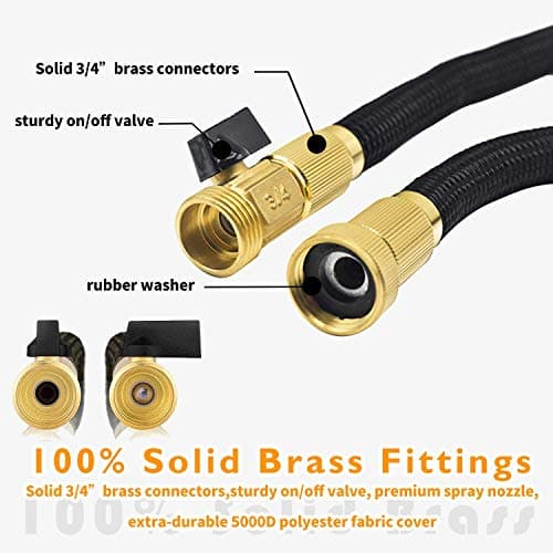 Mozing 75ft Expandable Garden Hose - Heavy Duty Flexible Expanding Hose with 3/4 Solid brass fittings & Premium 8 Functions Hose Nozzle