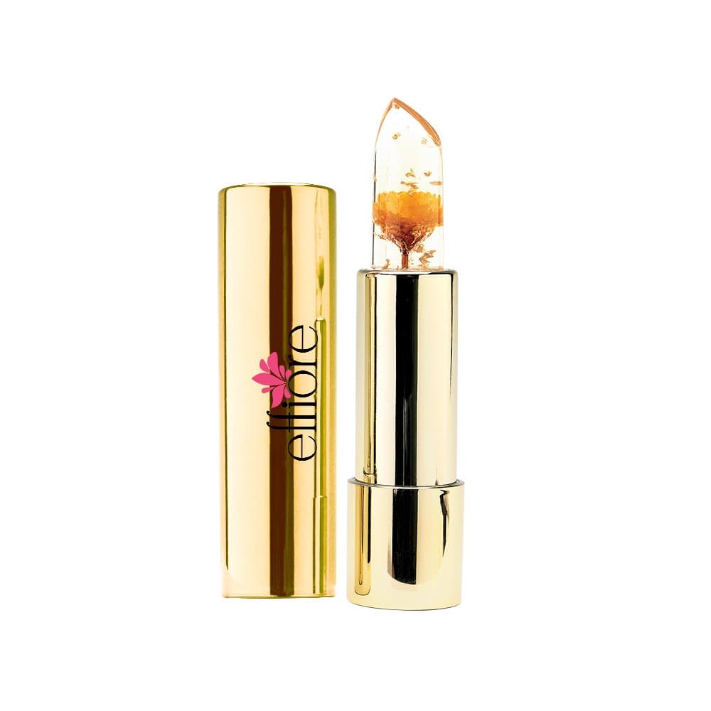 Lipstick Color Changing Cruelty-Free Lipstick that Stains Lips Based on Mood Made w/Real Flowers & Compact Case (Hollywood Yellow)