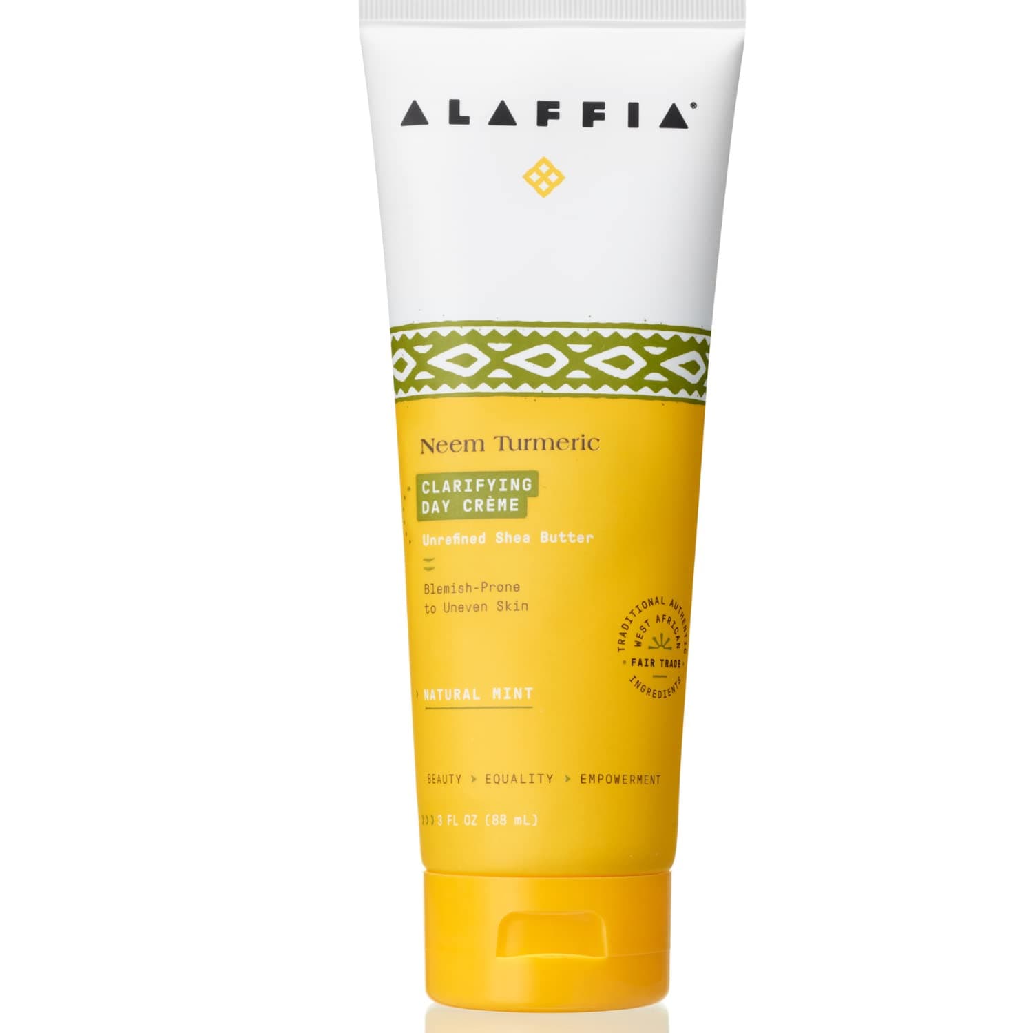 Alaffia Neem Tumeric Day Cream, Replenishing Support to Hydrate, Balance, and Protect Skin with Shea Butter, Marshmallow, Yarrow, and Tea Tree, Fair Trade, Balancing Neem, Natural Mint 3 Fl Oz