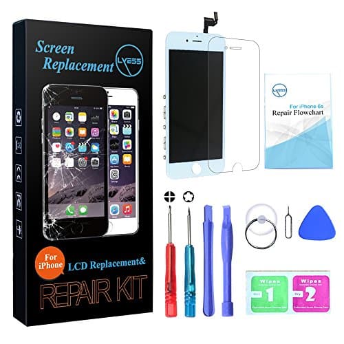 For iPhone 6S White Screen Replacement 4.7 inch - LYESS LCD Screen Display Touch Digitizer Frame Assembly Set with 3D Touch, Free Repair Tools and Professional Repair Flowchart