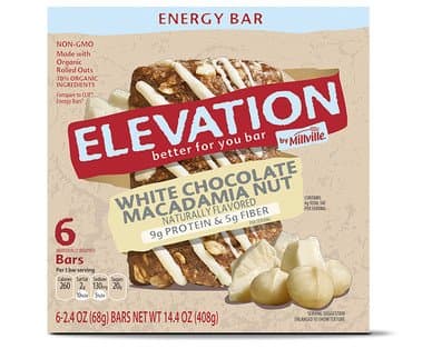 Millville Elevation White Chocolate Macadamia Nut Energy Bars 14.4oz, Pack of 1