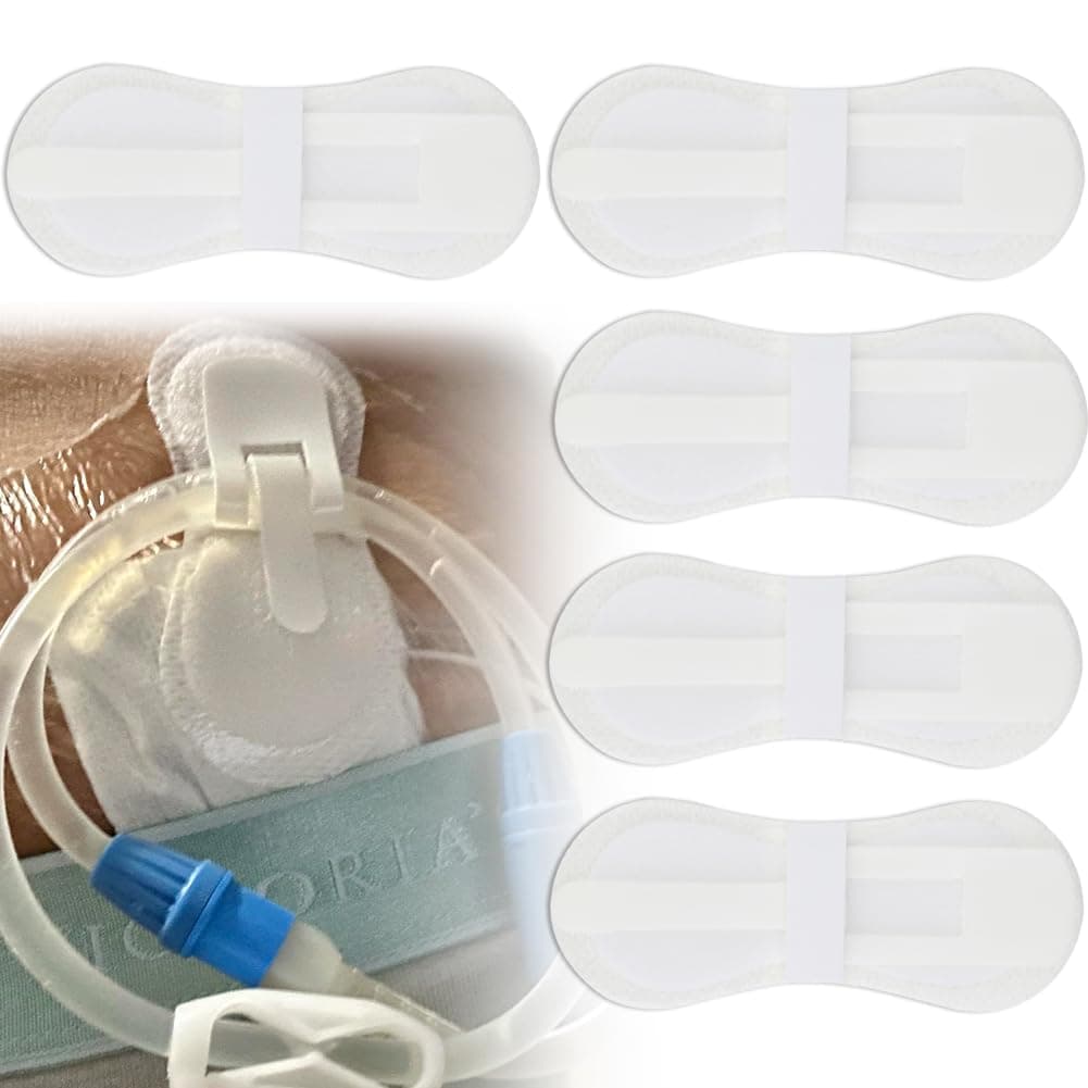 Low Profile Feeding Tube Holder Peg G-Tube Stabilizer Picc Line Peritoneal Dialysis Accessories Catheter Stabilization Device Bandages for Stomach Kids Baby (Pack of 5)