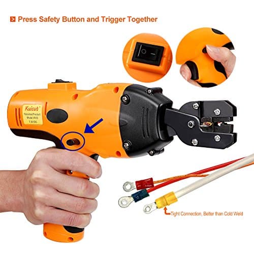 Kuicut Crimping Tool Battery Powered Crimper Tool Kit for Cable Wire Terminals Connectors Non Ratcheting Crimping Tool For Electricians Contractors, Repair Supports Wiring Projects By Kuicut