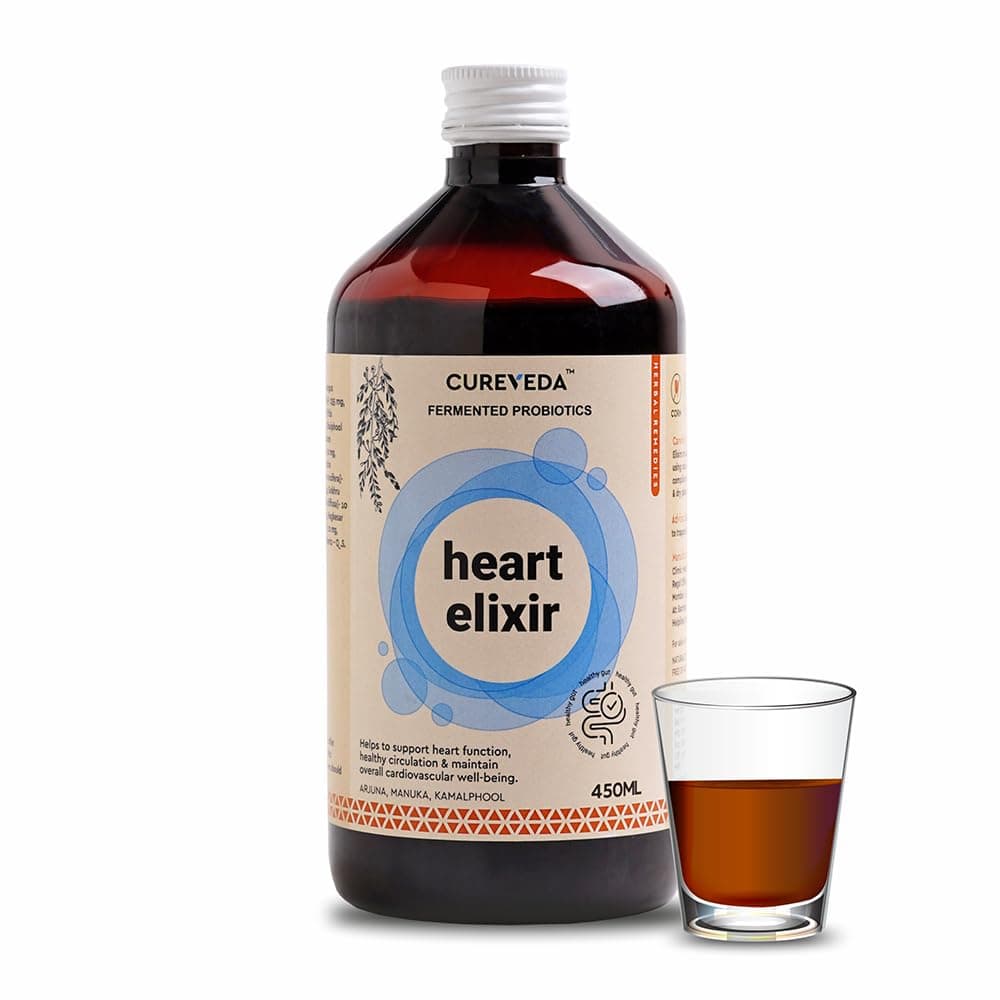 Cureveda Herbal Heart Elixir (Arjuna, Manuka, Kamalphool) Heart Health 450ml Syrup
