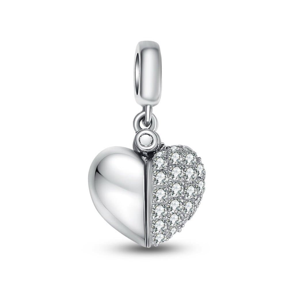 Crystal I Love You Open Heart 925 Sterling Silver Bead Fits European Brand Charm Wonderful