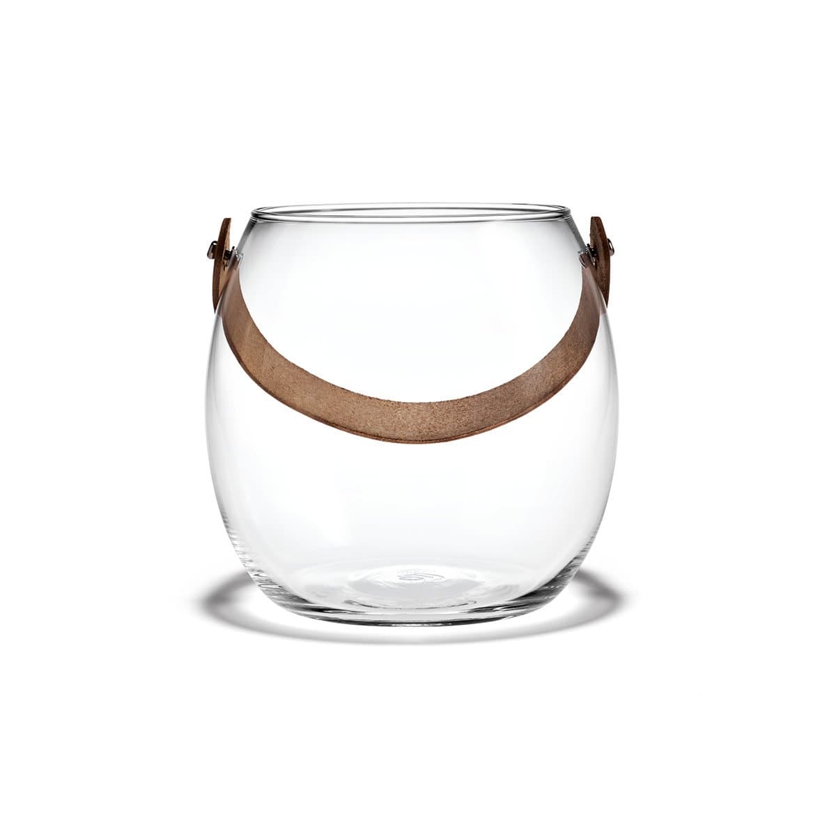 HolmegaardDWL Glass Bowl with Leather Handle Clear Height 16 cm