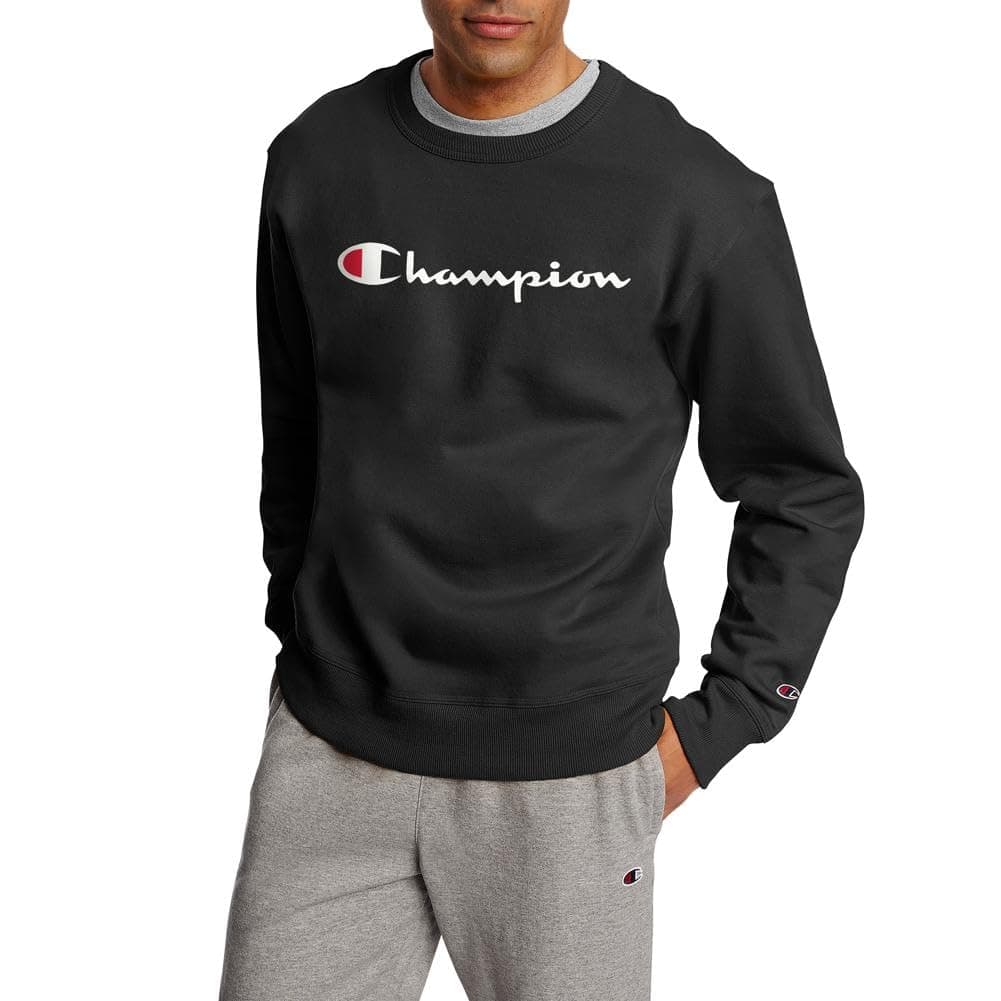 mens Crewneck Sweatshirt, Powerblend Fleece, Hoodie Sweatshirt for Men, Script Logo (Reg. Or Big & Tall)