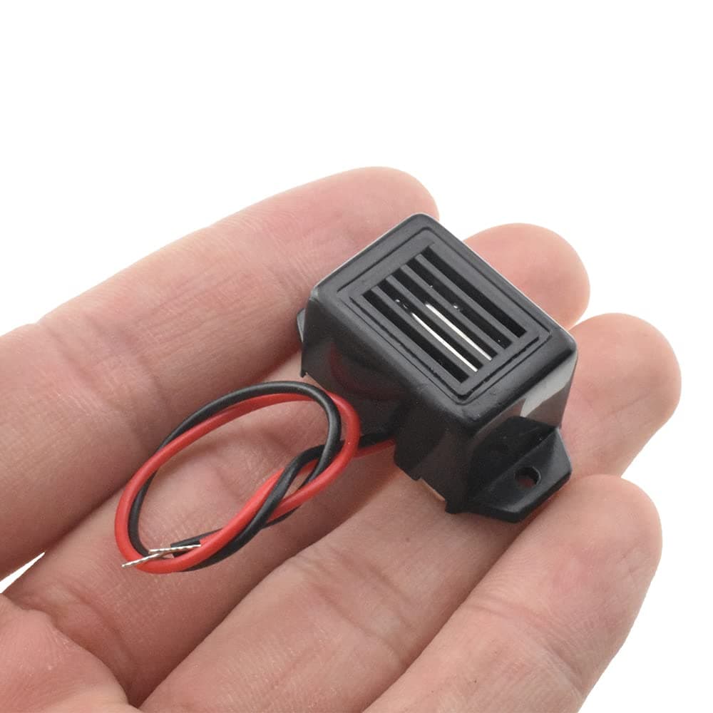 Hahiyo Electronic Buzzer Alarm 12V 400Hz Beep Continuous Sounder Active High Plenty Loud Tone Piezo Siren Security Audible Easy to Install with Wire for Horn Siren Alarm 2PCS