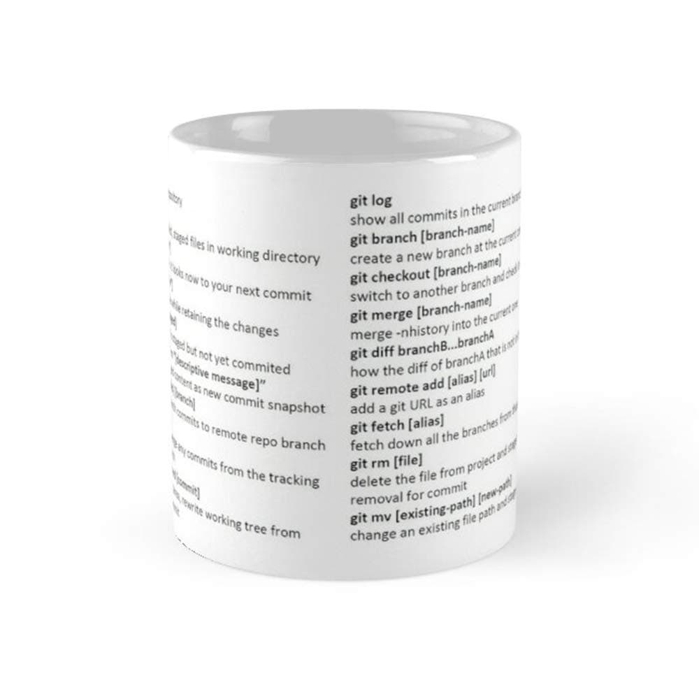 The Git Cheat Sheet Coffee Mug 11oz & 15oz Ceramic Tea Cups