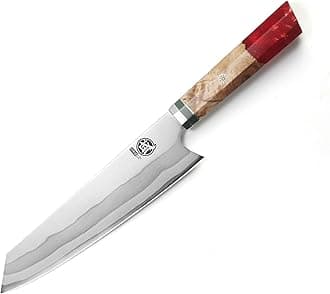 MITSUMOTO SAKARI 8 inch Kiritsuke Knife Kitchen Chef’s Knife, Professional Japanese Kitchen Cooking Knives Damascus Japan Steel (Red Pomegranate Handle)