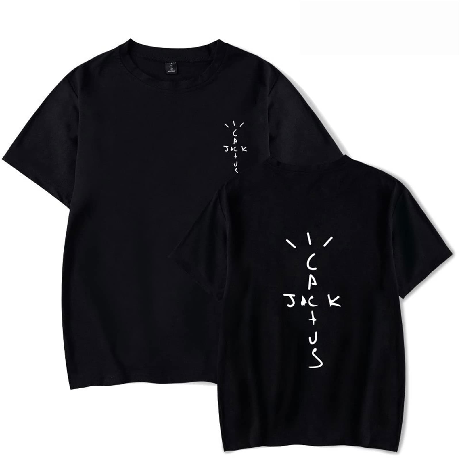 Travis Scott Short Sleeve Hip Hop Rap Round Neck T-Shirt, Fashion Casual Loose Sweatshirt Men Women Black Top Oversize (Black,M)