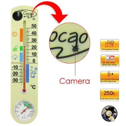 Thermometer motion dectection High Definition Spy Camera with 4GB Internal Memory