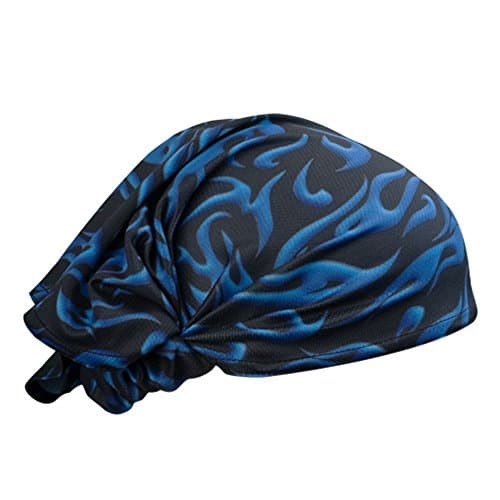 Blue Black Flames Schampa Doo - Z Multi Wear Use Headwrap Headscarf Durag Face Mask Scrunchie