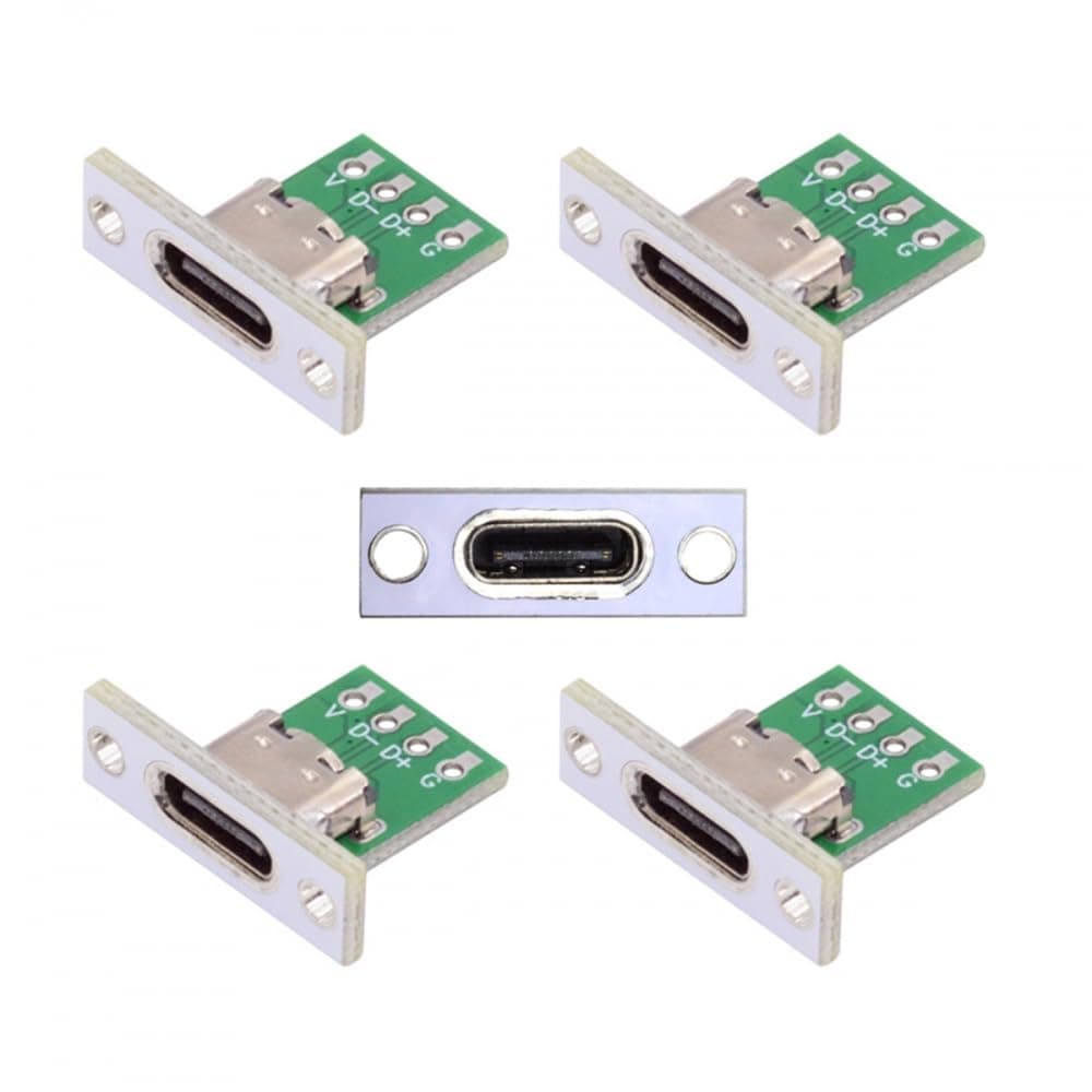 CY Connector 5pcs/set DIY OEM Type C Female Socket Connector Panel Mount Type with PC Board 24pin USB 2.0 Pinout
