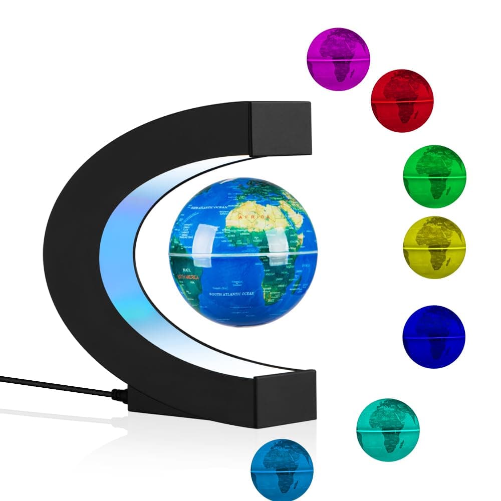 Levitating Globe Multi-Color Changing Rotating Floating Globe with LED Light Magnetic Levitation World Map Globes Night Lights Desk Decoration Lamp Unique Gifts