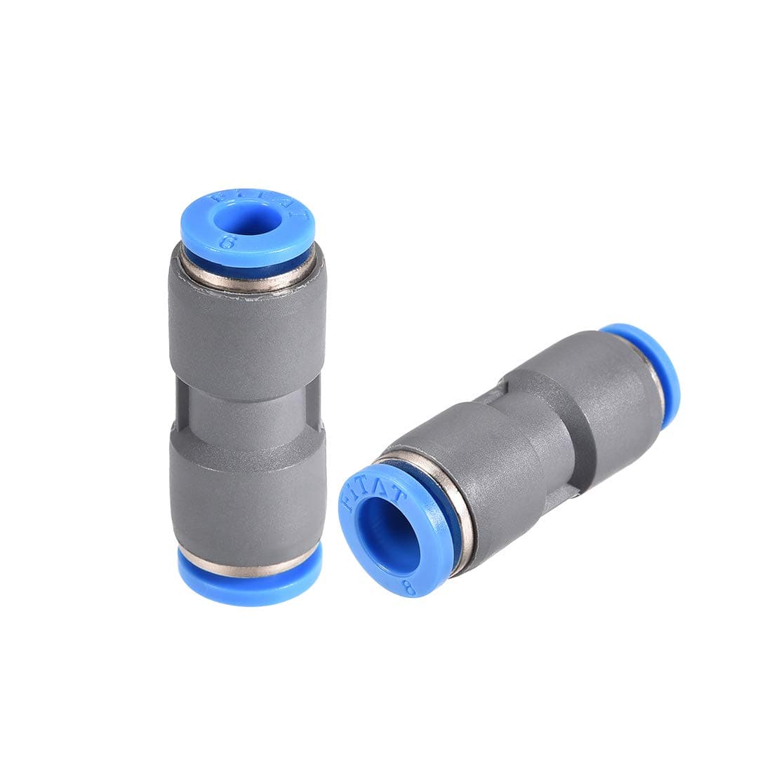 sourcing map Straight Push to Connector Reducer Fitting 8mm to 6mm Quick Release Pneumatic Connector Plastic Union Pipe Tube Fitting Grey 2Pcs