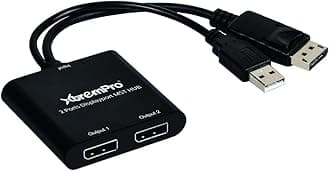 2 Ports DisplayPort MST Hub Splitter Support HDCP, SST, and Extended MST, 3840x2160P@30Hz - Black (61072)