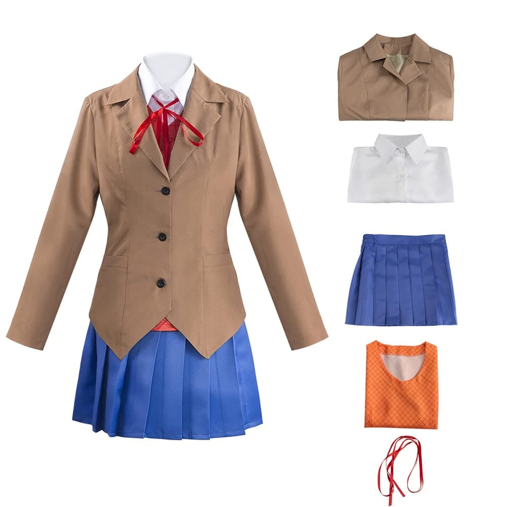 Doki Doki Literature Monika Outfit Yuri Ddlc Uniform Sayori Cosplay School Girl Costume Halloween