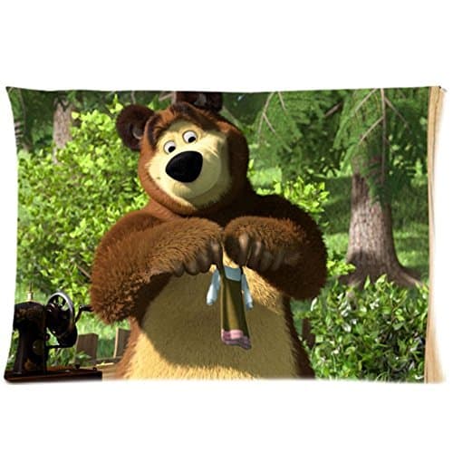Sculpture Life Custom Masha And The Bear Zippered Pillow Cases 20 X 30 Inch (Twin Side)