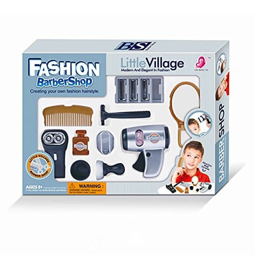 Play Accessories Barber Shop Salon Hairstyle Play Set Kit with Shaver Mirror for Boy Kids Gift C