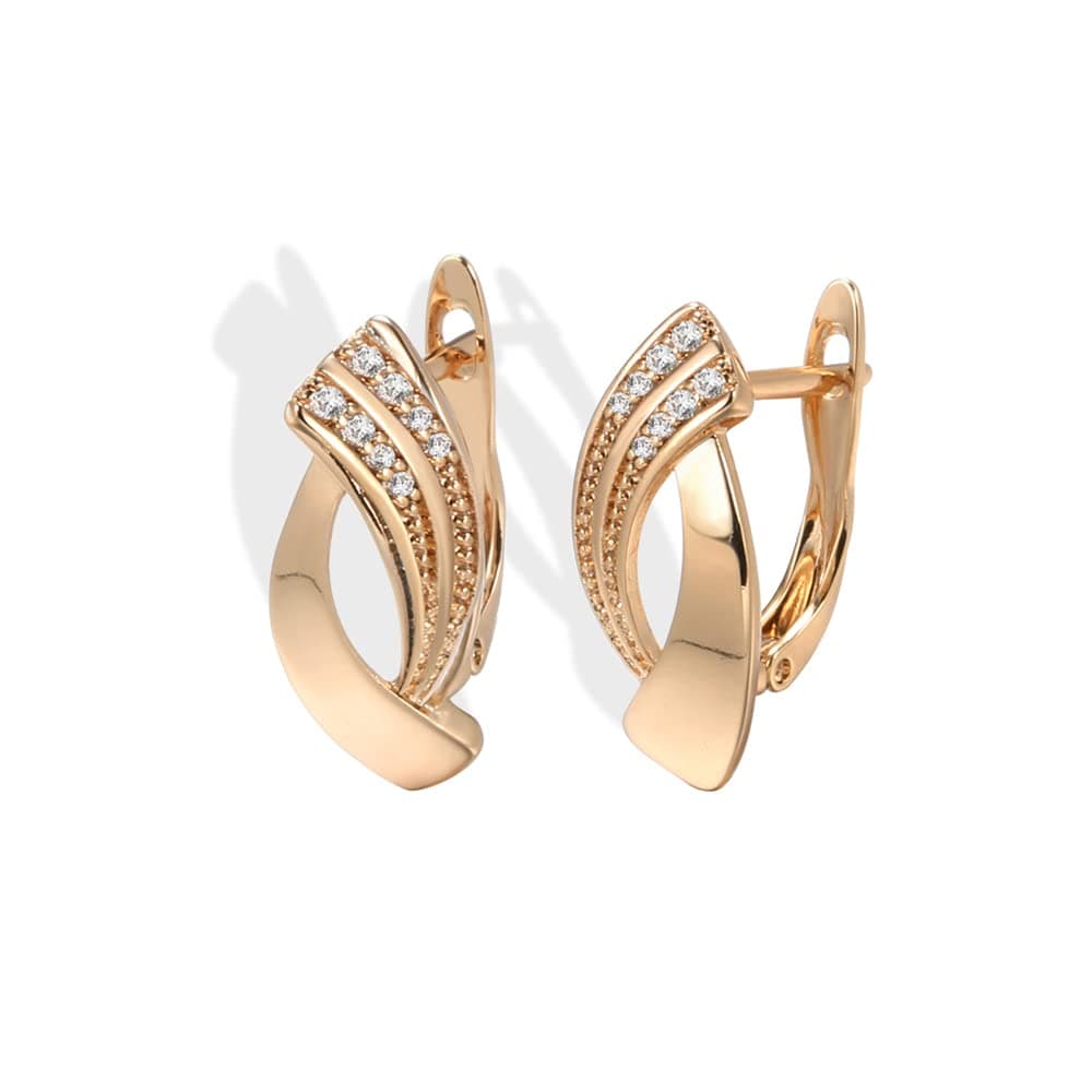 18k Rose Gold Plated Latest Stylish Copper Zircon Earrings for Women and Girls (14478er)
