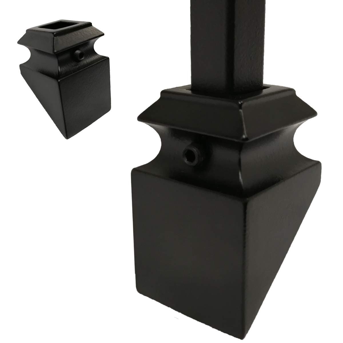 Slant/Angled/Pitch Baluster Shoe for 1/2" Scroll Basket Twist Knuckle Iron Spindles Shoe Stair Parts (Real Satin Black not Matte or Flat Color)