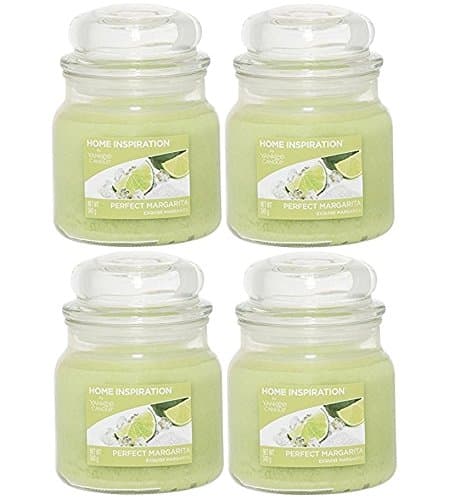(Pack Of 4) Yankee Candle Perfect Margarita Flavored Candle - Fragrance Of Sharp Lime And Salt - Candle Jar - Long Lasting Fragrance Candle - Lovely Green Candle - 340g