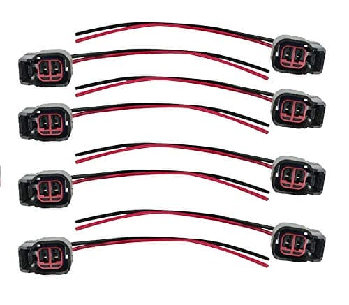 (8pcs) Fuel Injector Connector for EV6 EV14 USCAR Pigtail Harness Socket Plug Wire for LS2 LS3 LS7 GM Ford Dodge Jeep Mustang Vehicles Bosch