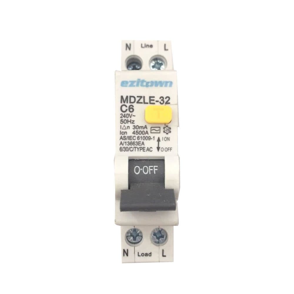ezitown Residual Current Breaker RCBO With Overload Protection 6A Circuit Breaker 30mA 120V~250V earth leakage circuit breaker