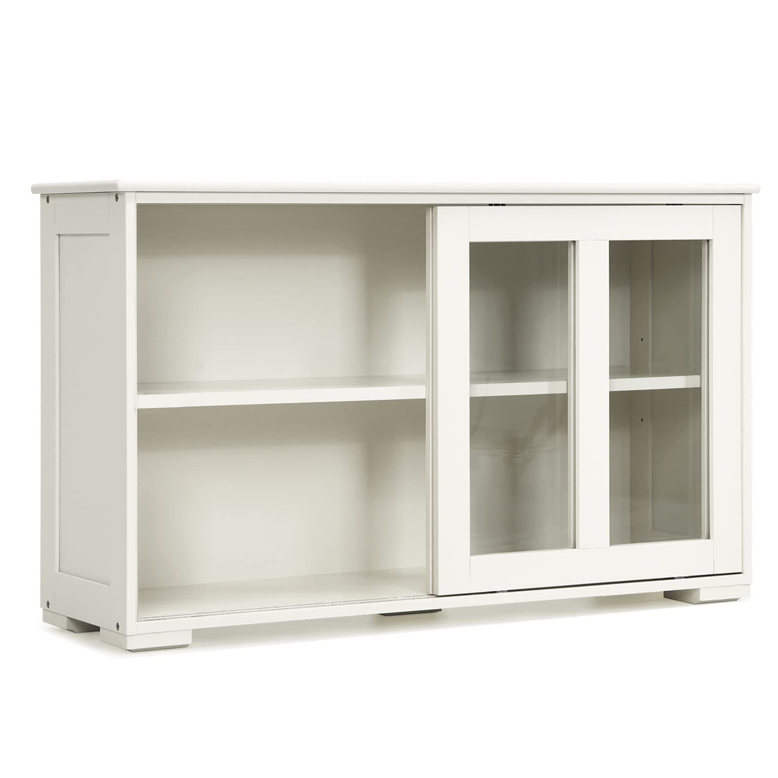 Kitchen Buffet Storage Cabinet Antique Stackable Cabinet Organizer with Adjustable Shelves for Home Cupboard Buffet Dining Room (Cream White)