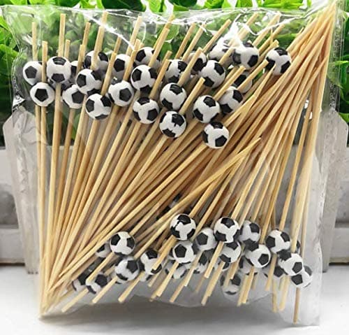 AILEXI Cocktail Sticks 100 Counts Wooden Toothpicks Party Supplies frill finger food fruits sandwich nibbles - Football