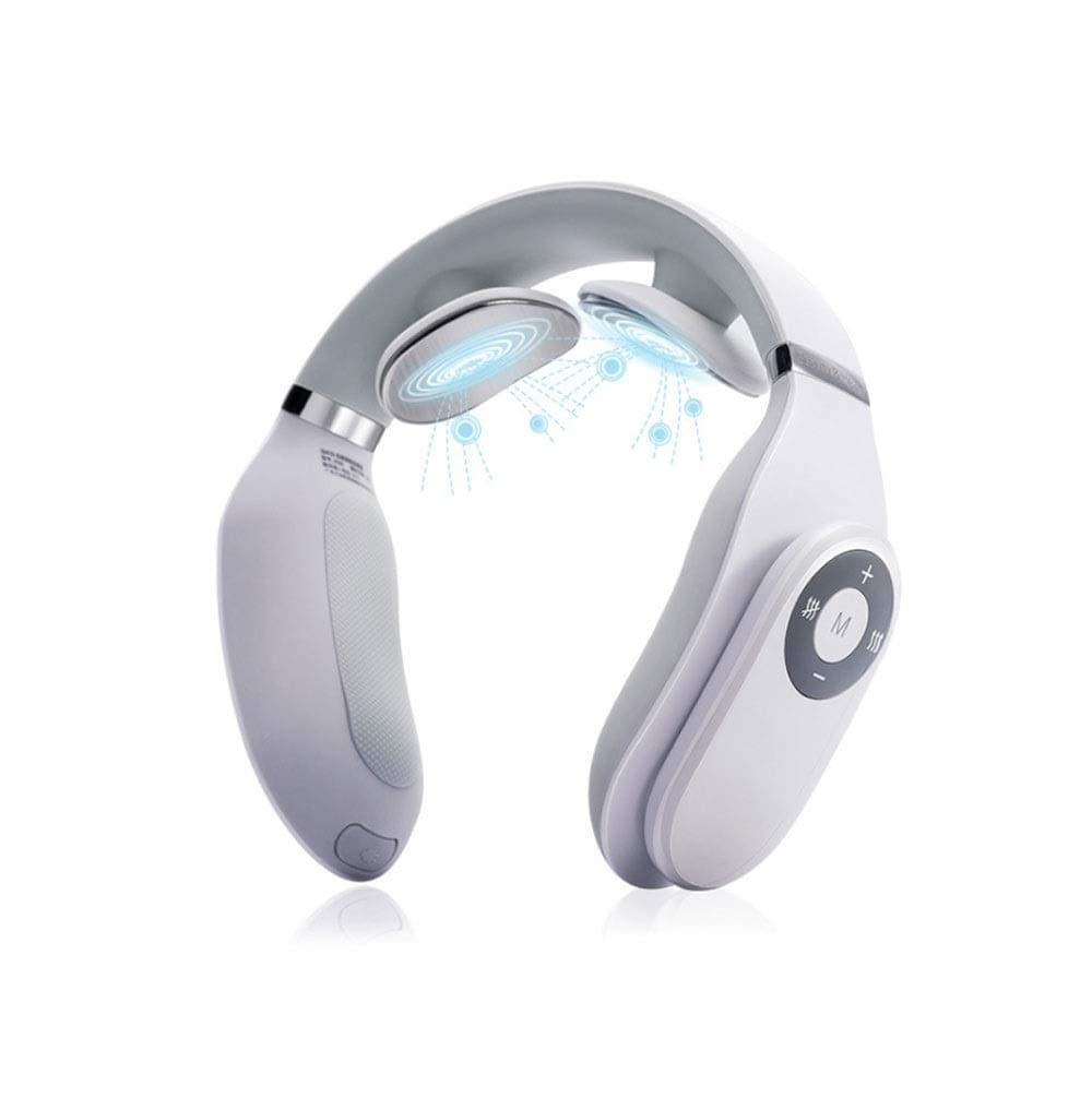 HMTE Neck Massager for Neck Pain Relief - Portable Smart Neck Massager - Massager for Back and Neck-Massages and - Neck Relax Device, White