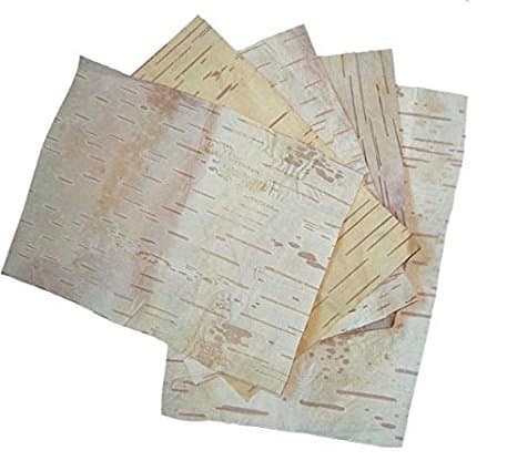 BhojpatraBARK Sheets Betula Utilis Himalayan Birch - 4 Sheets (Size - 2.5" x 7" Inch Approx)