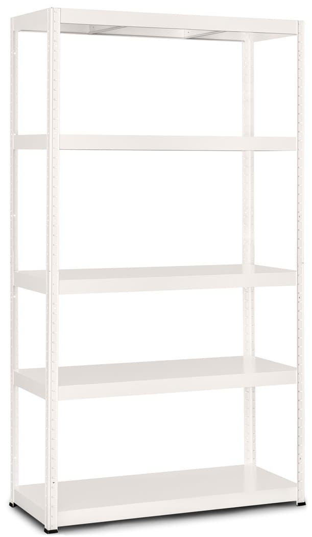 Storalex® Metal Office/Utility Room Shelving Unit - 1800mm High x 1000mm Wide x 400mm Deep - 5 Adjustable Levels - 130KG UDL - White