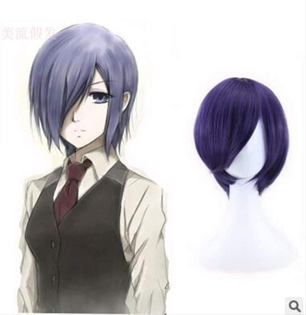 LCNINGAnime Tokyo Ghoul Touka Kirishima Wig Cosplay Costume Kirishima Toka Short Heat Resistant Synthetic Hair Wig + Wig Cap