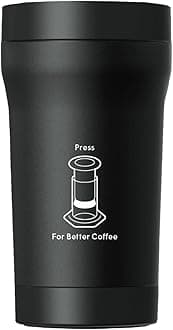 AeroPress Stainless Steel Travel Coffee Tumbler - Double-Wall Insulation for Hot or Cold Drinks with a Splash-Resistant Lid and Built-In Filter Storage, Cup Holder Friendly - 16 oz, Black
