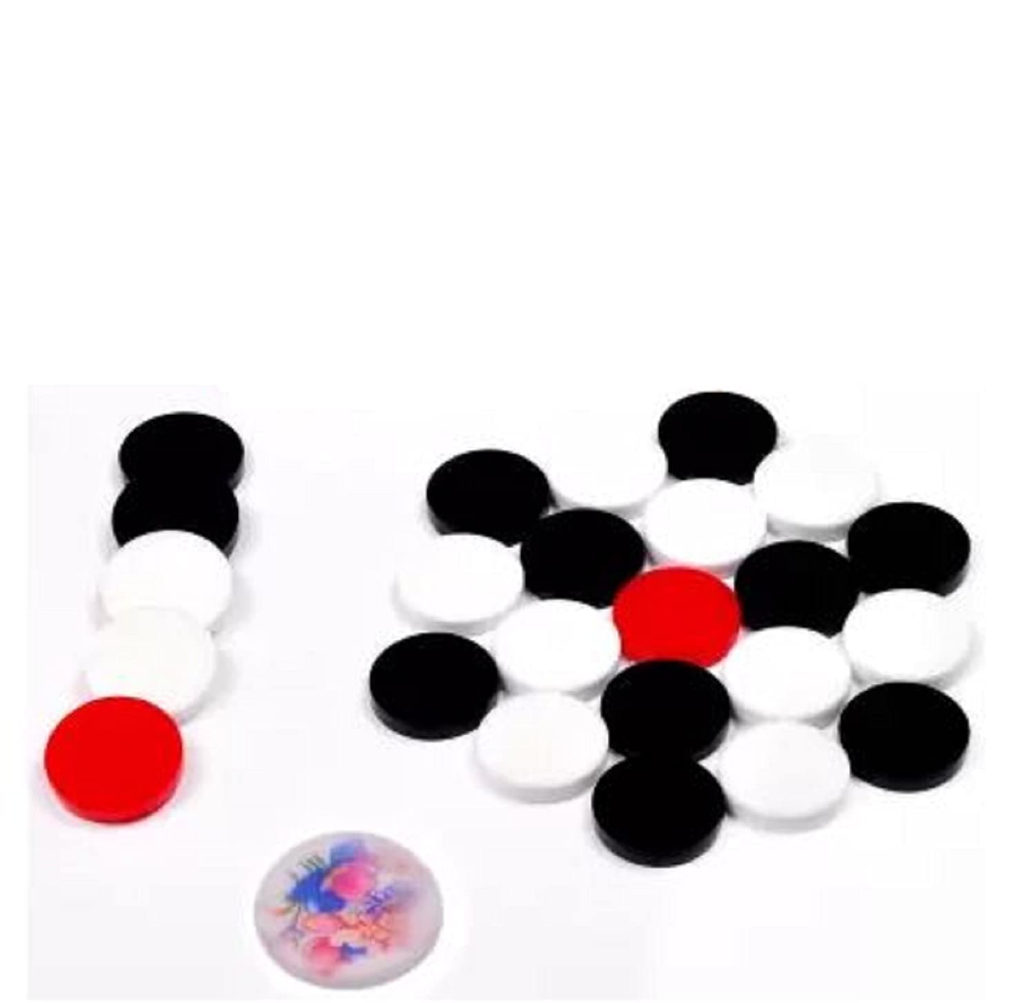 Professional Carrom Board Game Thunder Acrylic 6mm Coins, Set of 24 Coins with 1 Striker Included