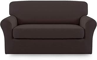 Easy-Going 2 Pieces Microfiber Stretch Sofa Slipcover – Spandex Soft Fitted Sofa Couch Cover, Washable Furniture Protector with Elastic Bottom for Kids,Pet （Loveseat，Chocolate）