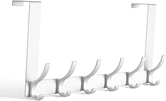 Over The Door Hooks, Door Hanger Hooks for Hanging, Over The Doors Towel Racks for Bathroom with 10 Coat Hook, Coat Rack Bathroom Accessories（1 Pack, Silver）