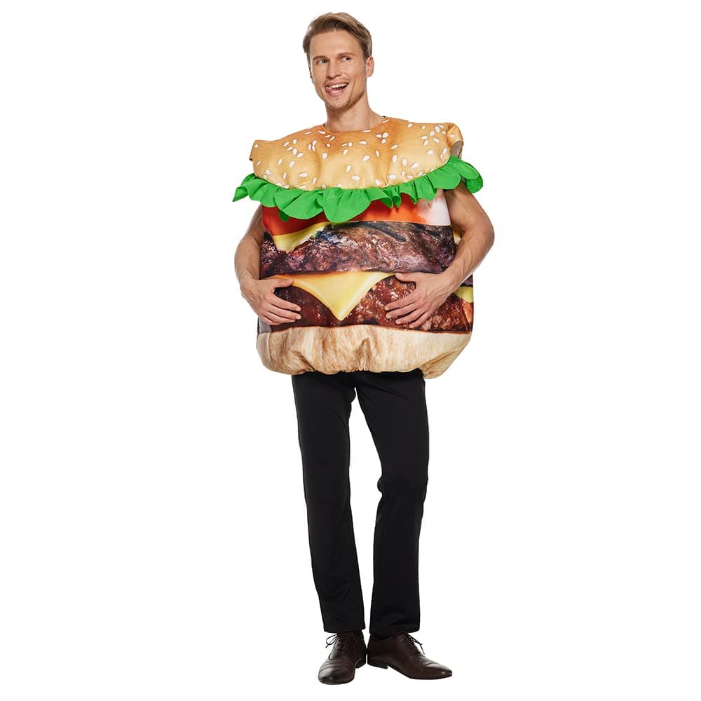 Adult Hamburger Costume Funny Food Party Halloween Suit
