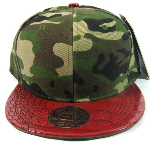 Karmas Canvas Blank Vintage Alligator Skin Snapback Hats Fashion | Camouflage Burgundy