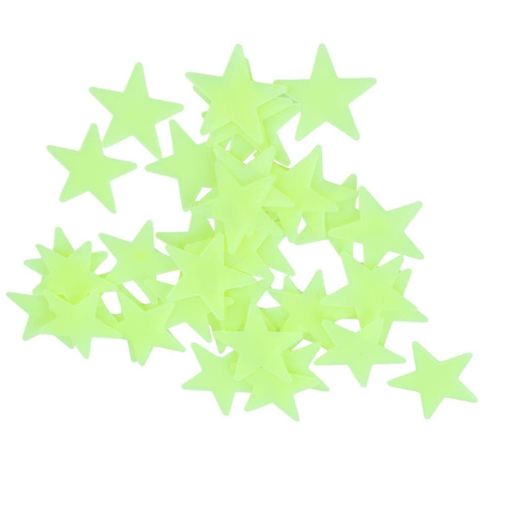 50PCS Luminous Stars Glow in the Dark 3D Fluorescent Noctilucent Plastic Wall Stickers Decals for Home Ceiling Wall Decorate Baby Kids Gift Nursery (light green)