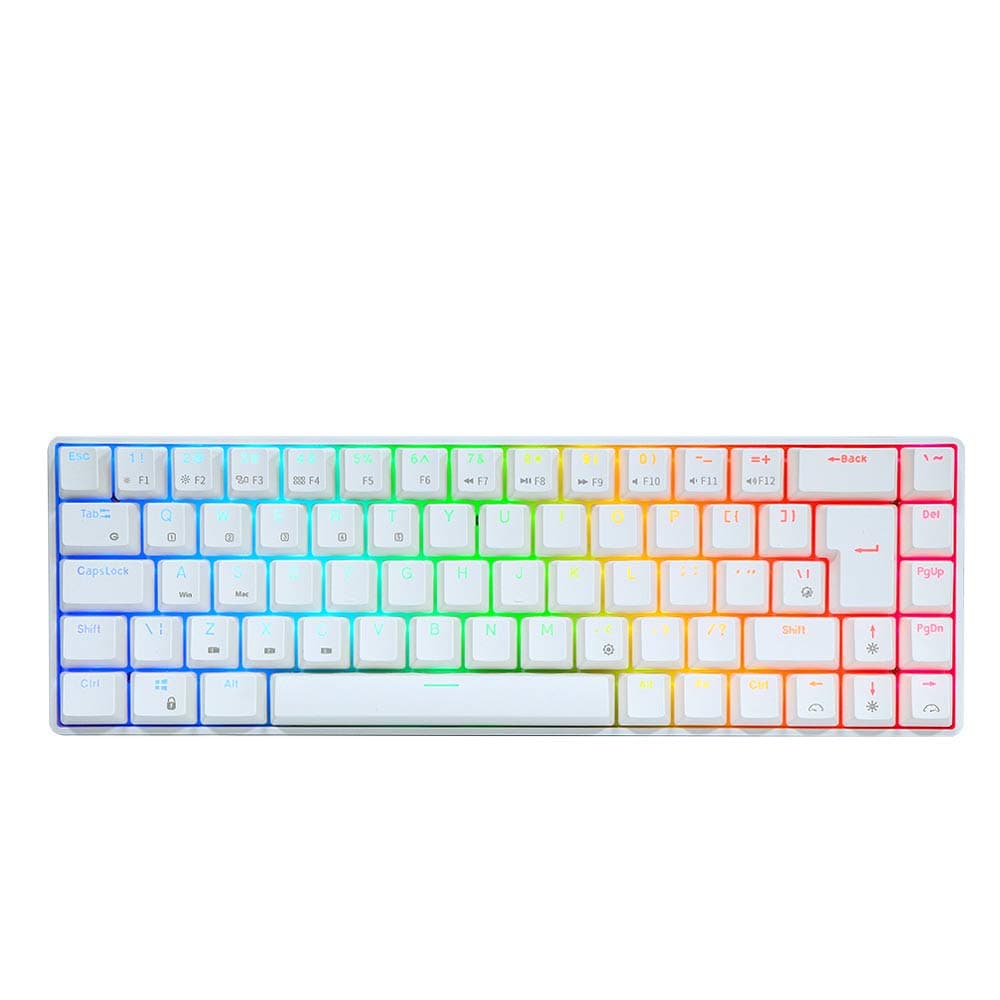 EPOMAKER S68 68 Keys Bluetooth Wireless/Wired Mechanical Keyboard with Backlight, Support 5 Devices, Double Shot ABS Keycaps for Mac/Win/Gaming (Red Switch, White)