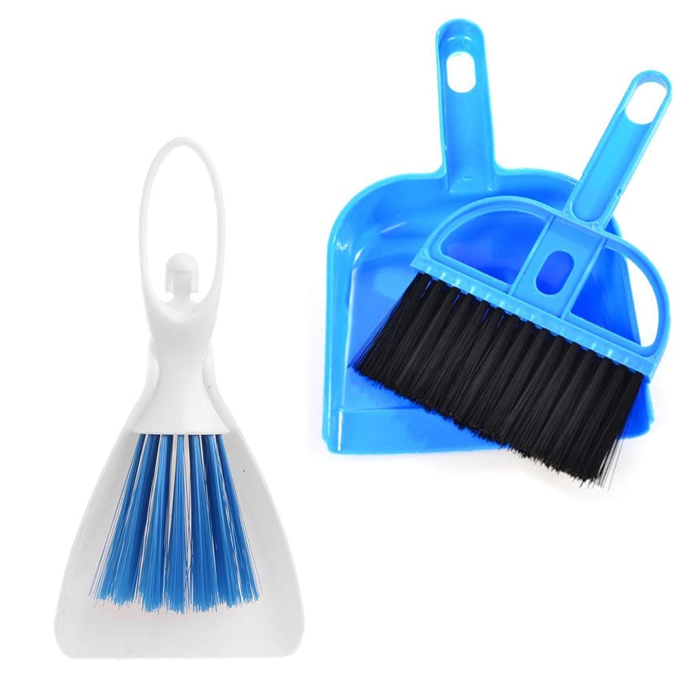PIVBY Mini Hand Broom and Dustpan Sand Scooper Set Cage Cleaner for Guinea Pigs, Cats, Hedgehogs, Hamsters, hillas, Rabbits, Reptiles, and Other Small Animals (2 Pack,Random Color)