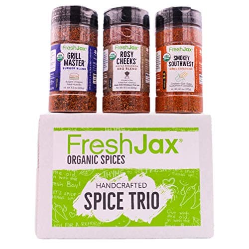 FreshJaxOrganic Steak Meat Seasoning Gift Set | 3 Large Bottles | Grill Master, Rosy Cheeks Rub, Smokey Southwest Grill Seasoning | Handcrafted in Jacksonville | Grilling Spice Gift Set (3 pack) - Gift Box Included